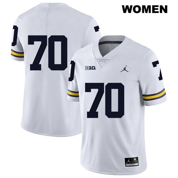 Women's NCAA Michigan Wolverines Jack Stewart #70 No Name White Jordan Brand Authentic Stitched Legend Football College Jersey OU25A70GW